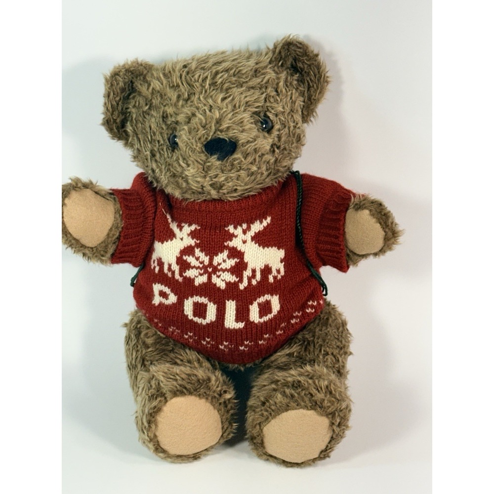 1998 Special Edition Polo Ralph Lauren Brown 15" Teddy Bear Sweater Backpack